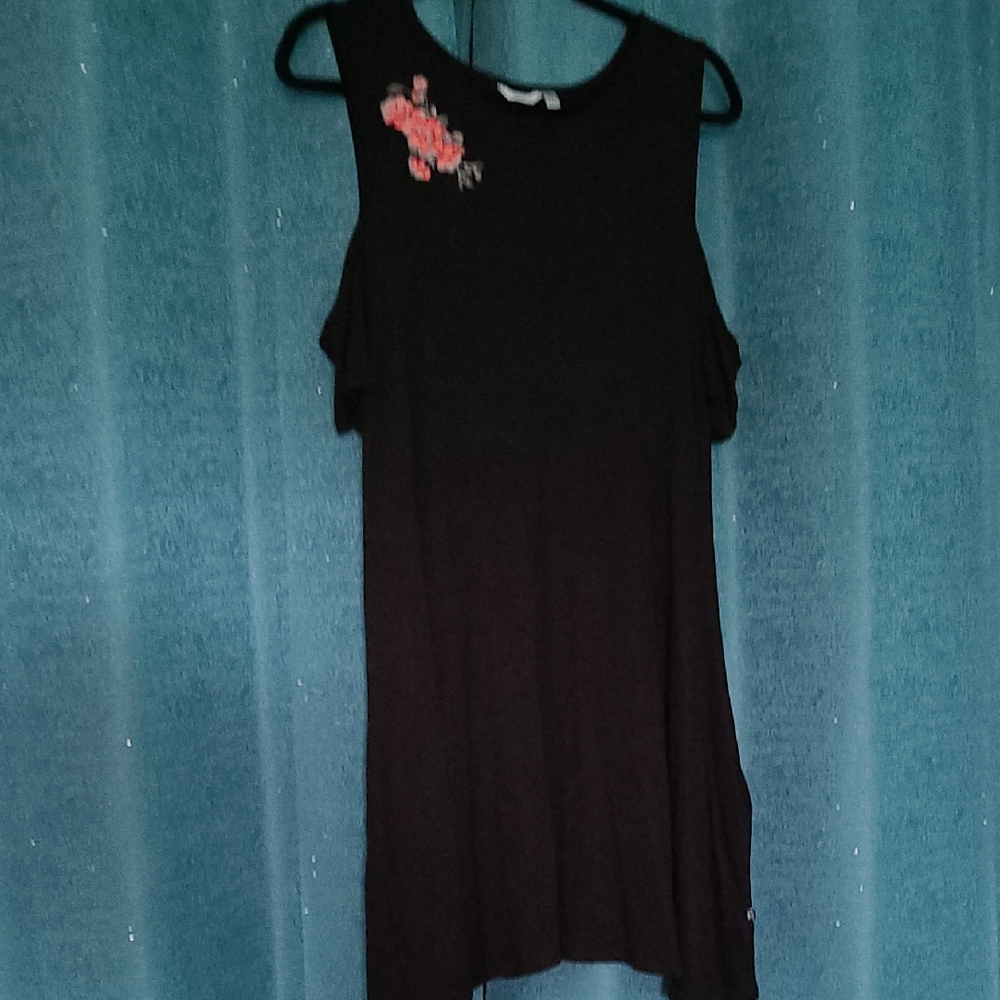 La Vie En Rose Black Dress with Pink Floral Detail